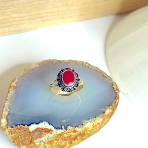 925 ruby and marcasite ring